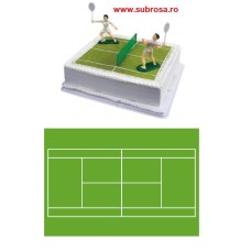 1801548Z figurine din plastic cu jucatori si fileu de tenis si teren de tenis din zahar pentru ornat tortul